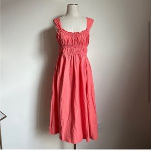 Ciao Lucia Clara Ruffle-Trim Cotton Midi Dress in Grapefruit Size Medium